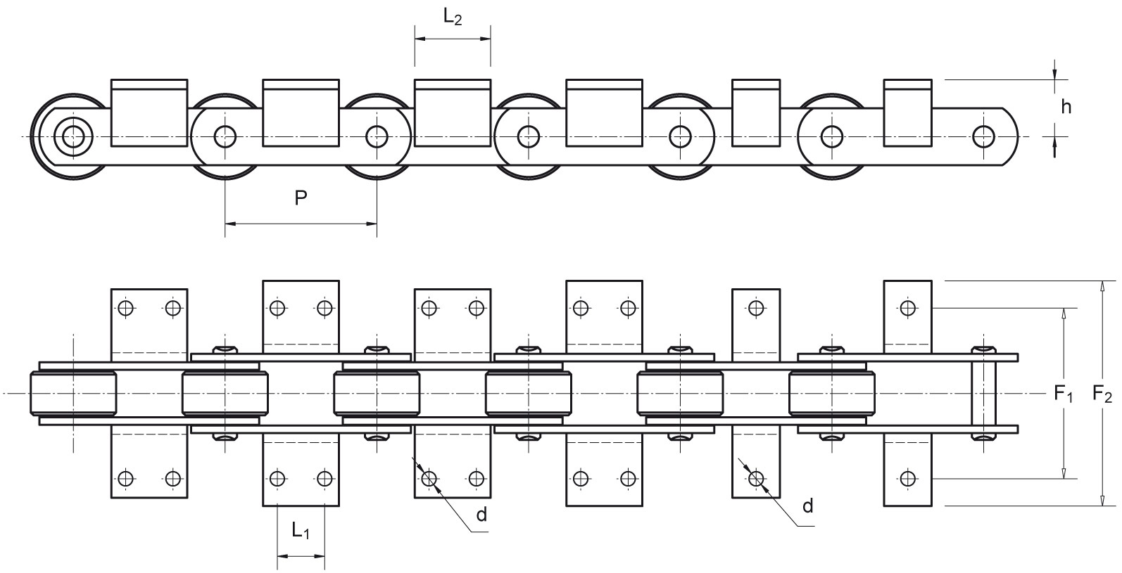 CICSA tecnical design for solid pin conveyor chains